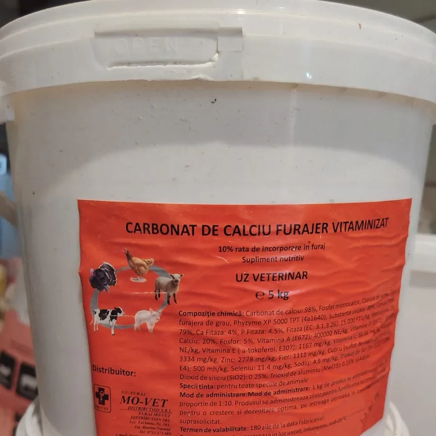 Carbonat de calciu furajer vitaminizat MO-VET 5 kg - Furaje Spătar Cluj