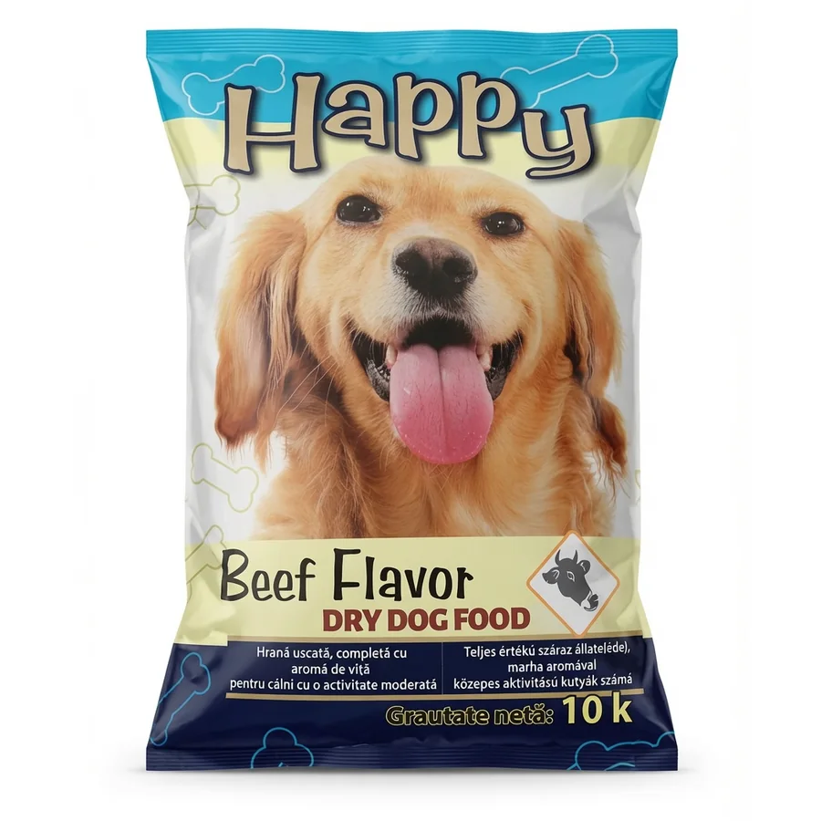 Happy Dry Dog Food aromă de vită 10 kg - Furaje Spătar Cluj