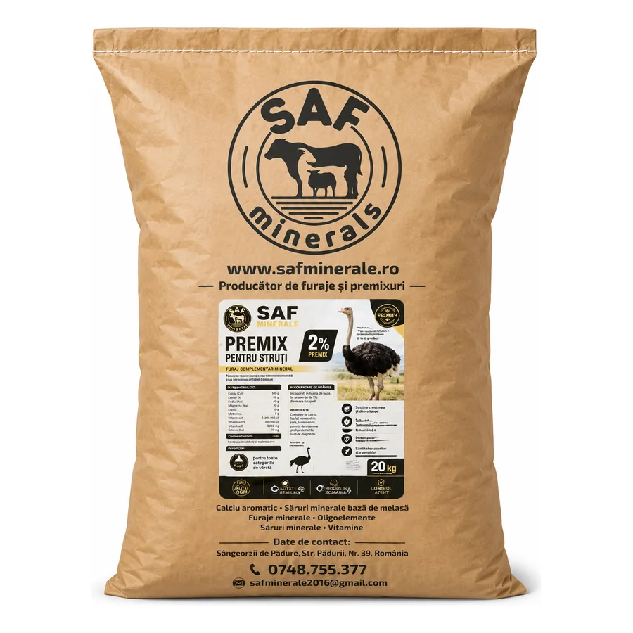 SAF Minerals Premix pentru Struți 2%, 20 kg - Furaje Spătar Cluj